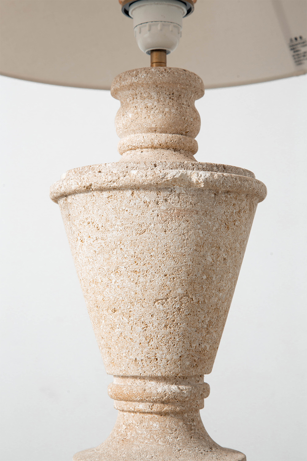 Table Lamp in Travertine and Fabric
