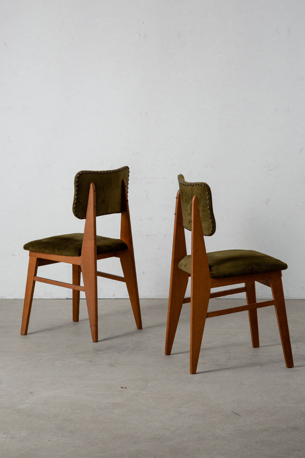 Dining Chair attribute to Jean Prouvé for Vauconsant in Fabric and Wood