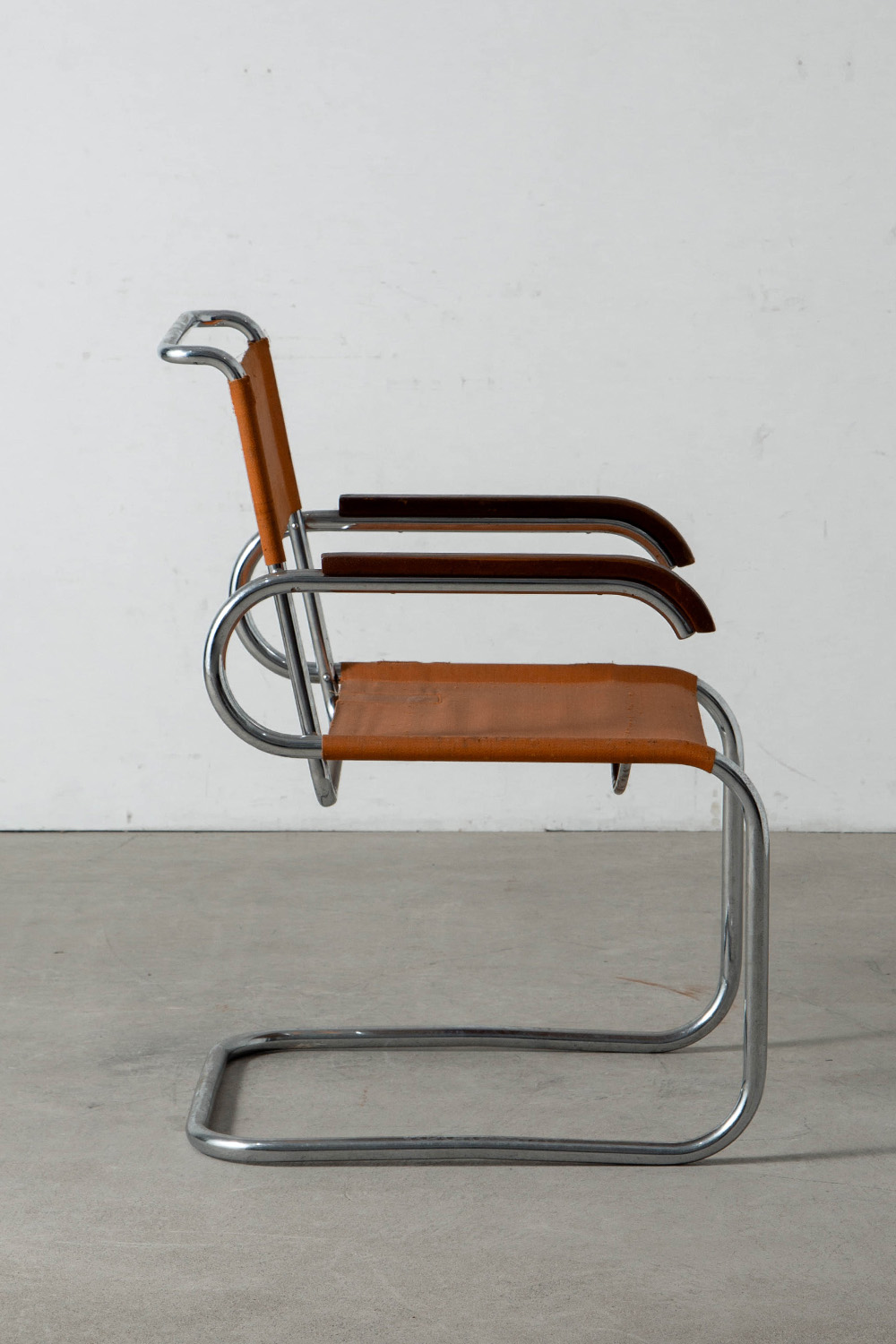 B55 Chair by Marcel Breuer for THONET in Chrome , Wood and Canvas