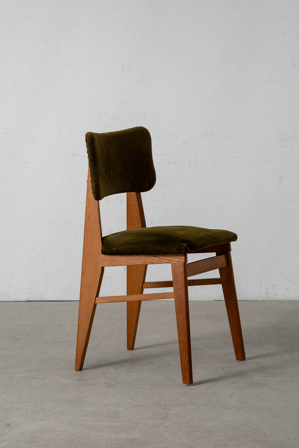 Dining Chair attribute to Jean Prouvé for Vauconsant in Fabric and Wood