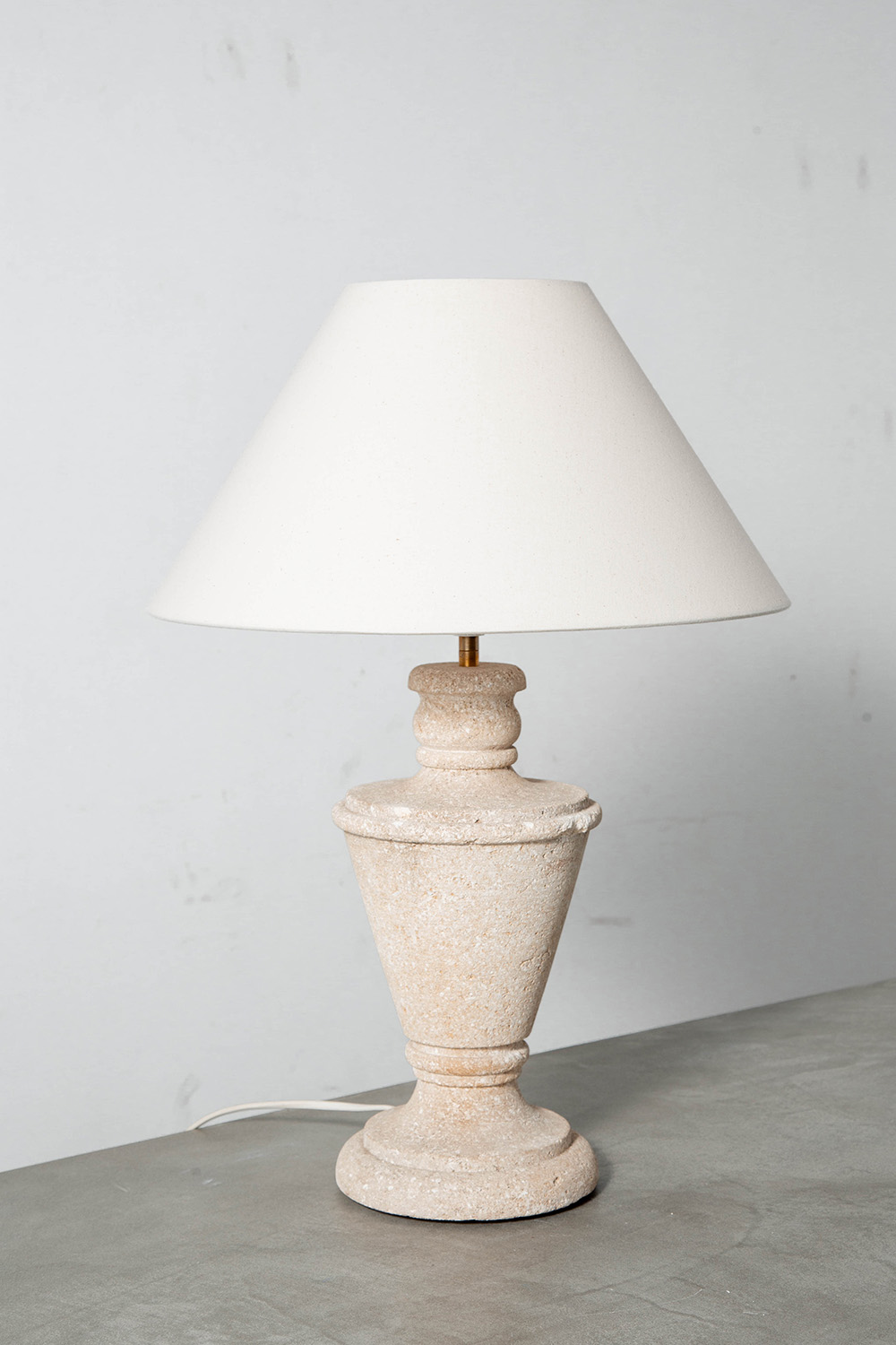 Table Lamp in Travertine and Fabric
