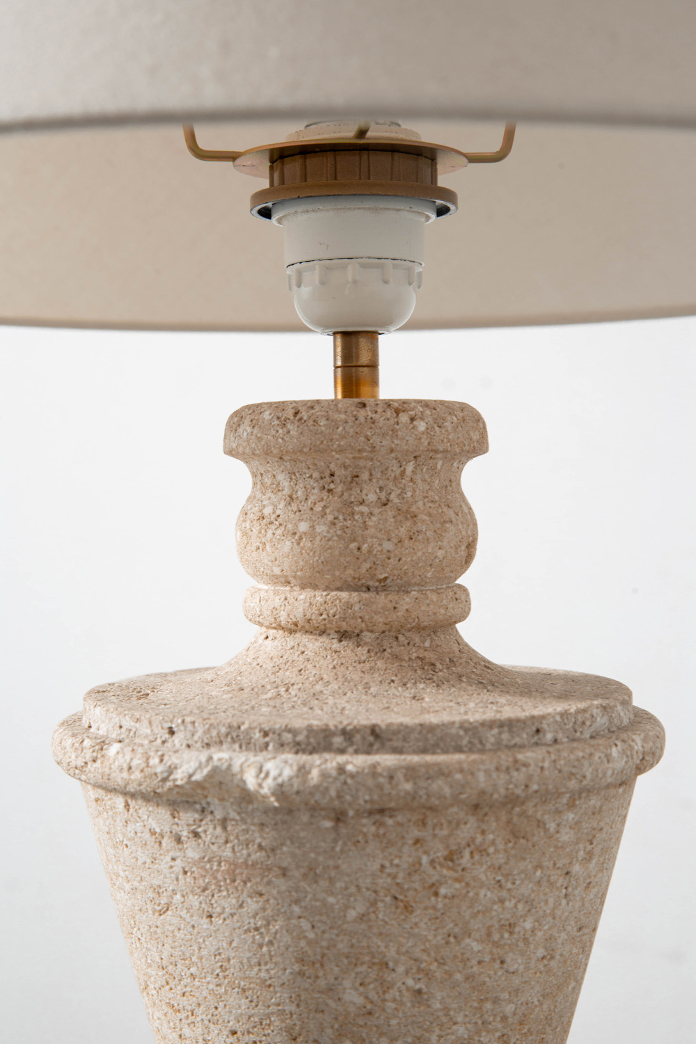 Table Lamp in Travertine and Fabric