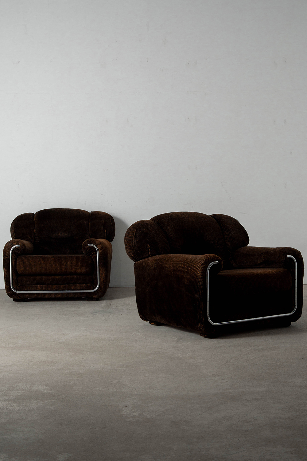 Lonuge Chair for B&T Gruppo Industriale Salotti in Fabric and Chrome