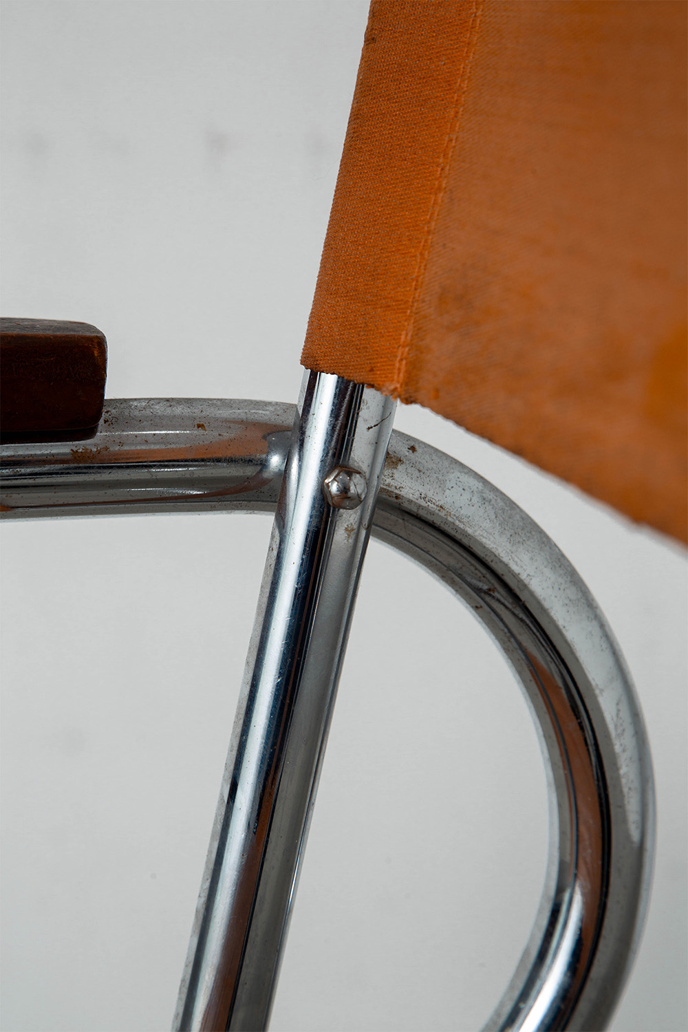 B55 Chair by Marcel Breuer for THONET in Chrome , Wood and Canvas