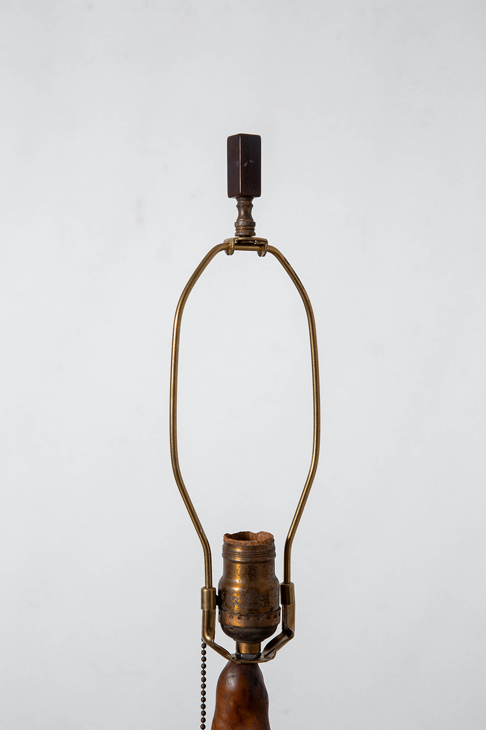 Table Lamp in Wood , Fabric and Brass