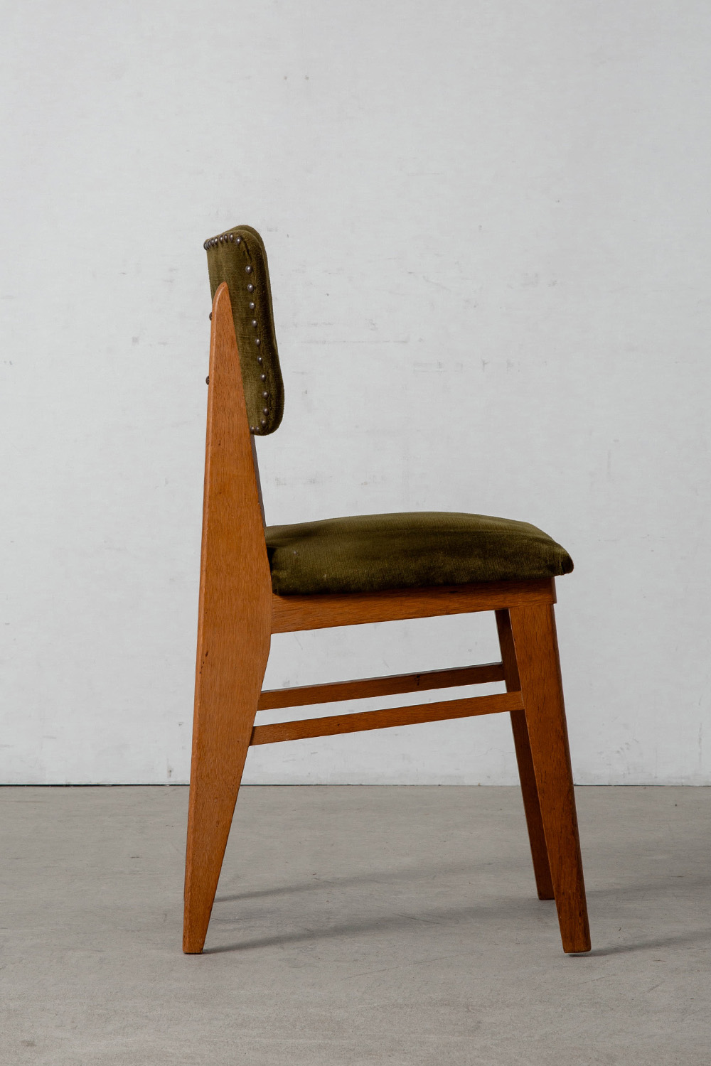 Dining Chair attribute to Jean Prouvé for Vauconsant in Fabric and Wood