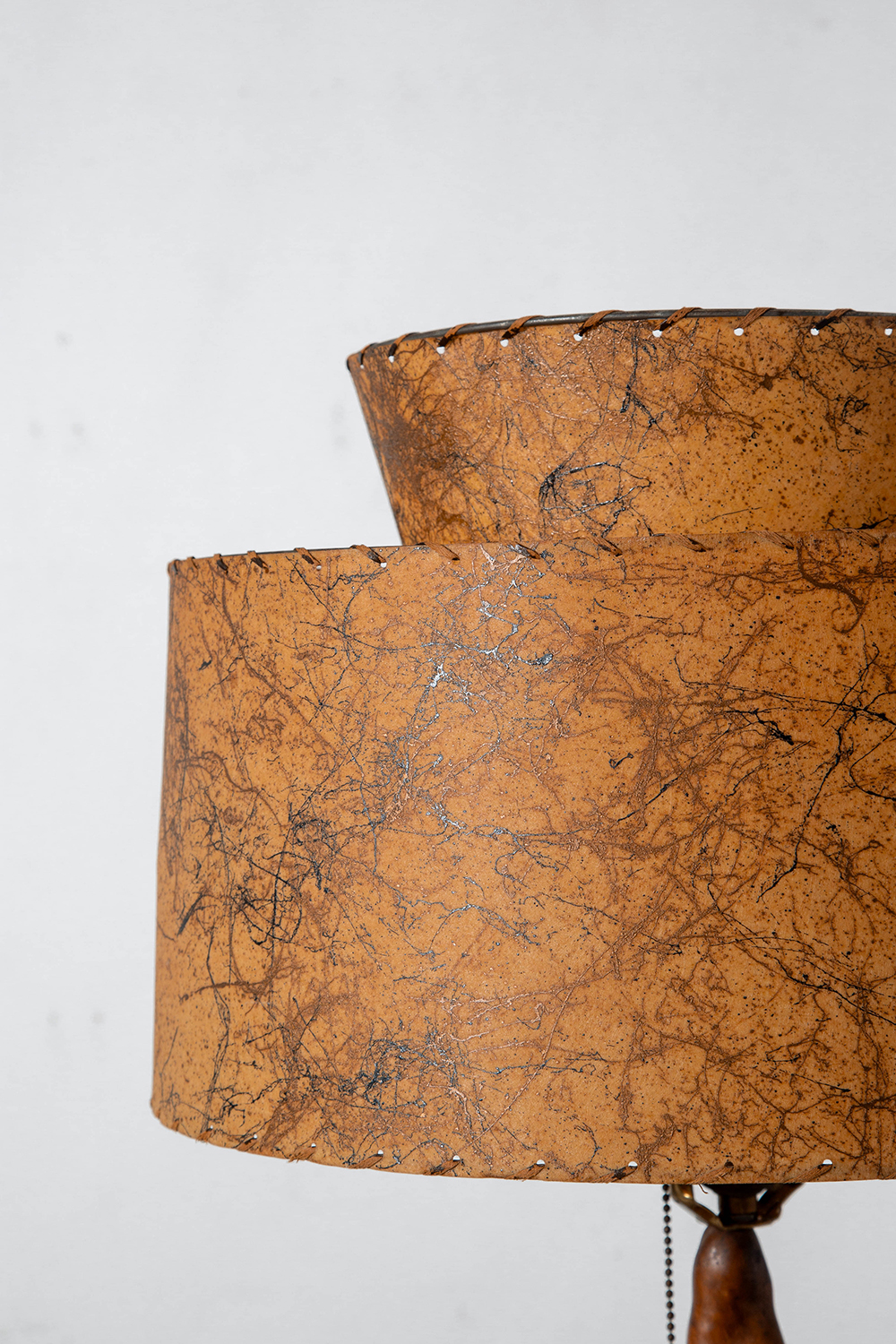 Table Lamp in Wood , Fabric and Brass