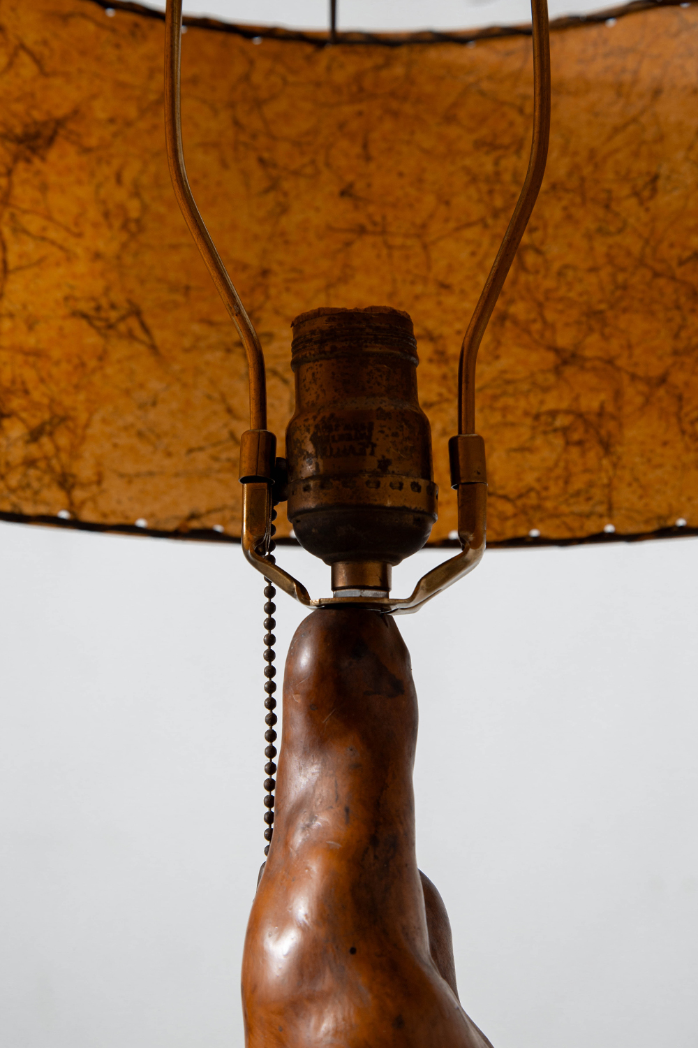 Table Lamp in Wood , Fabric and Brass