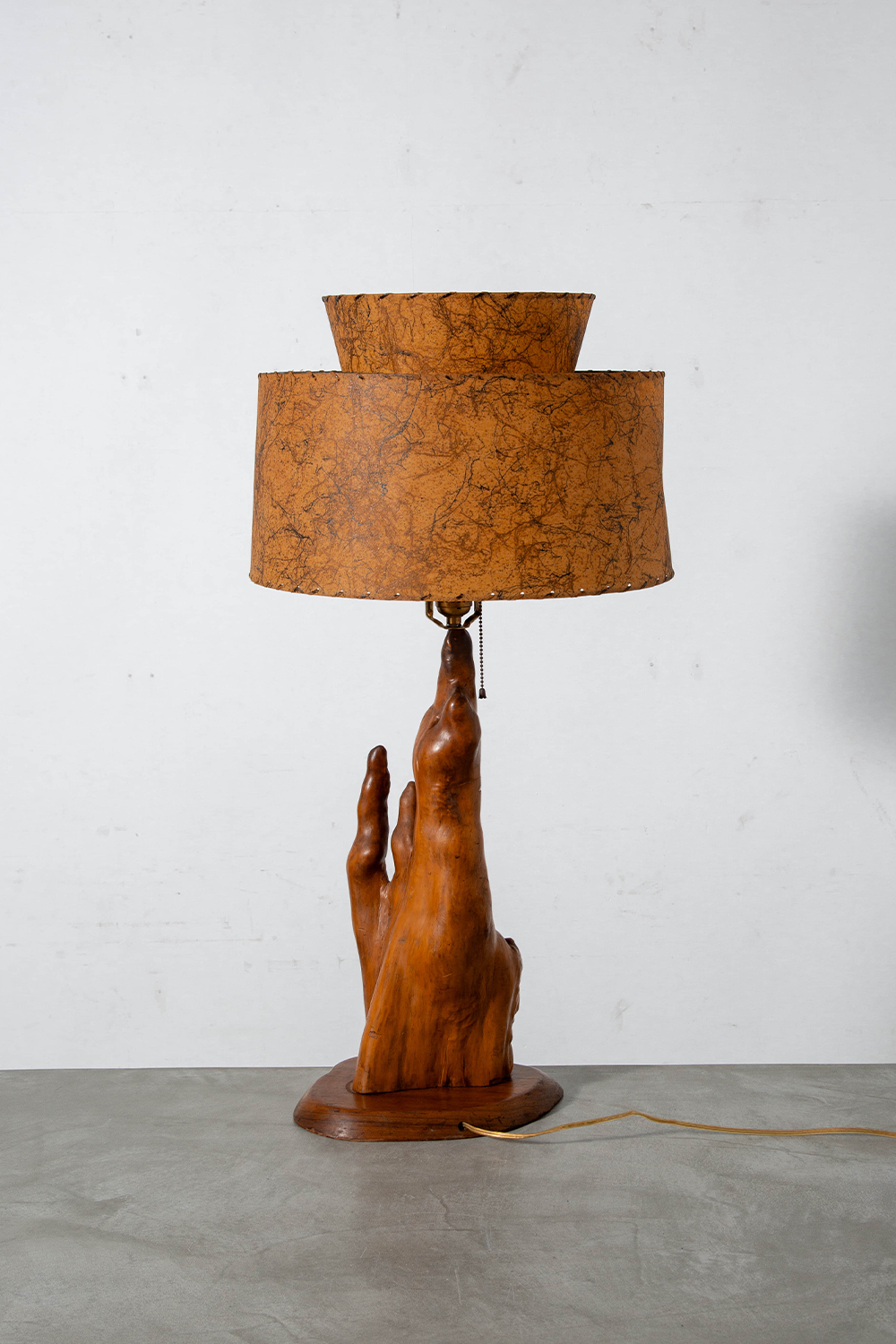 Table Lamp in Wood , Fabric and Brass