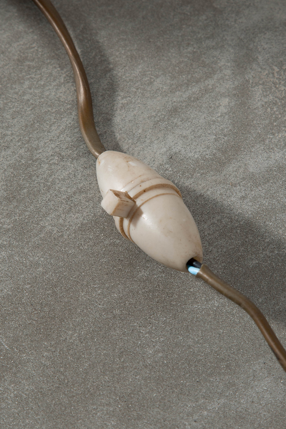 Table Lamp in Fabric and Travertine