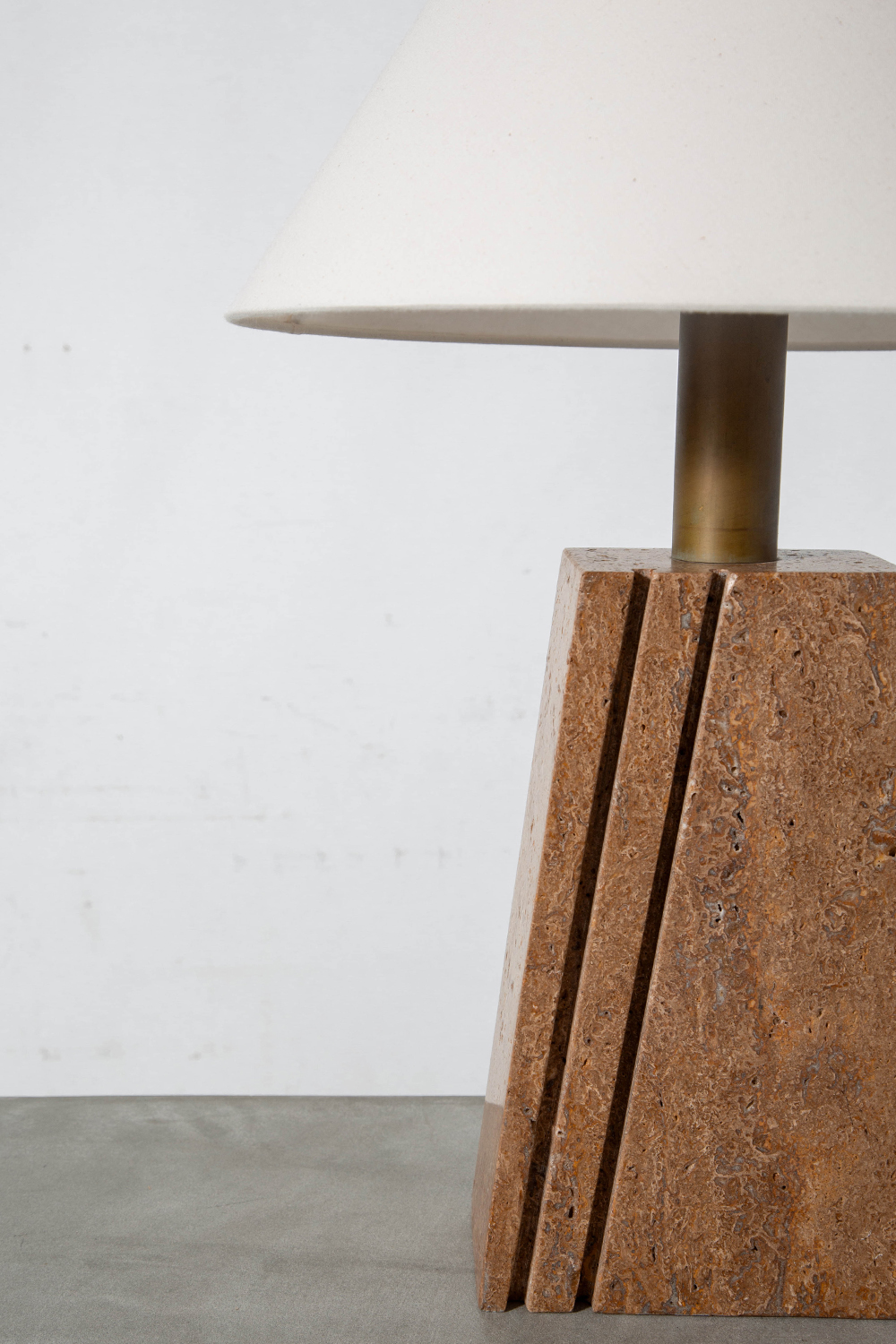 Table Lamp in Fabric and Travertine
