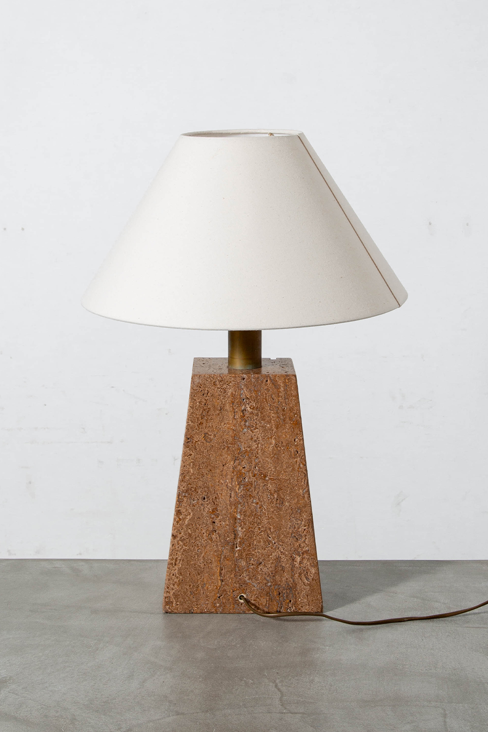 Table Lamp in Fabric and Travertine
