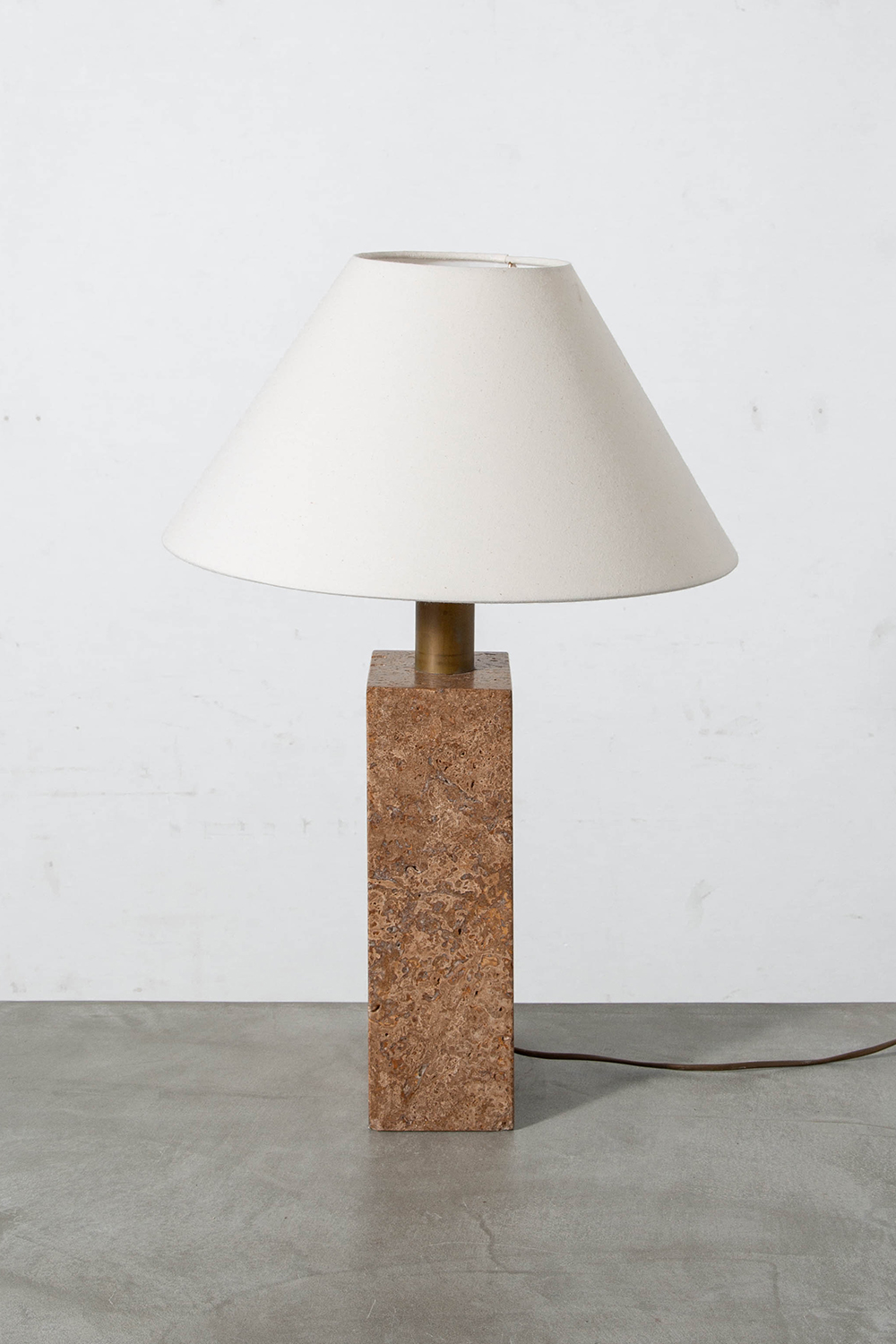 Table Lamp in Fabric and Travertine