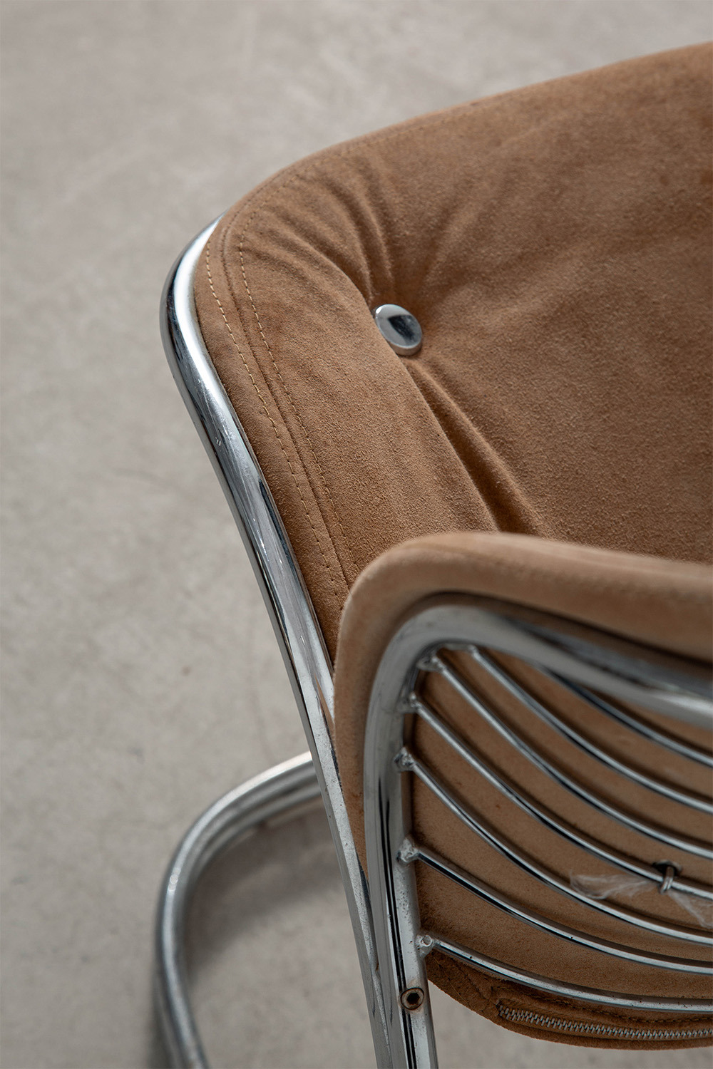 Sabrina Chair by Gastone Rinaldi for RIMA in Chrome and Suede