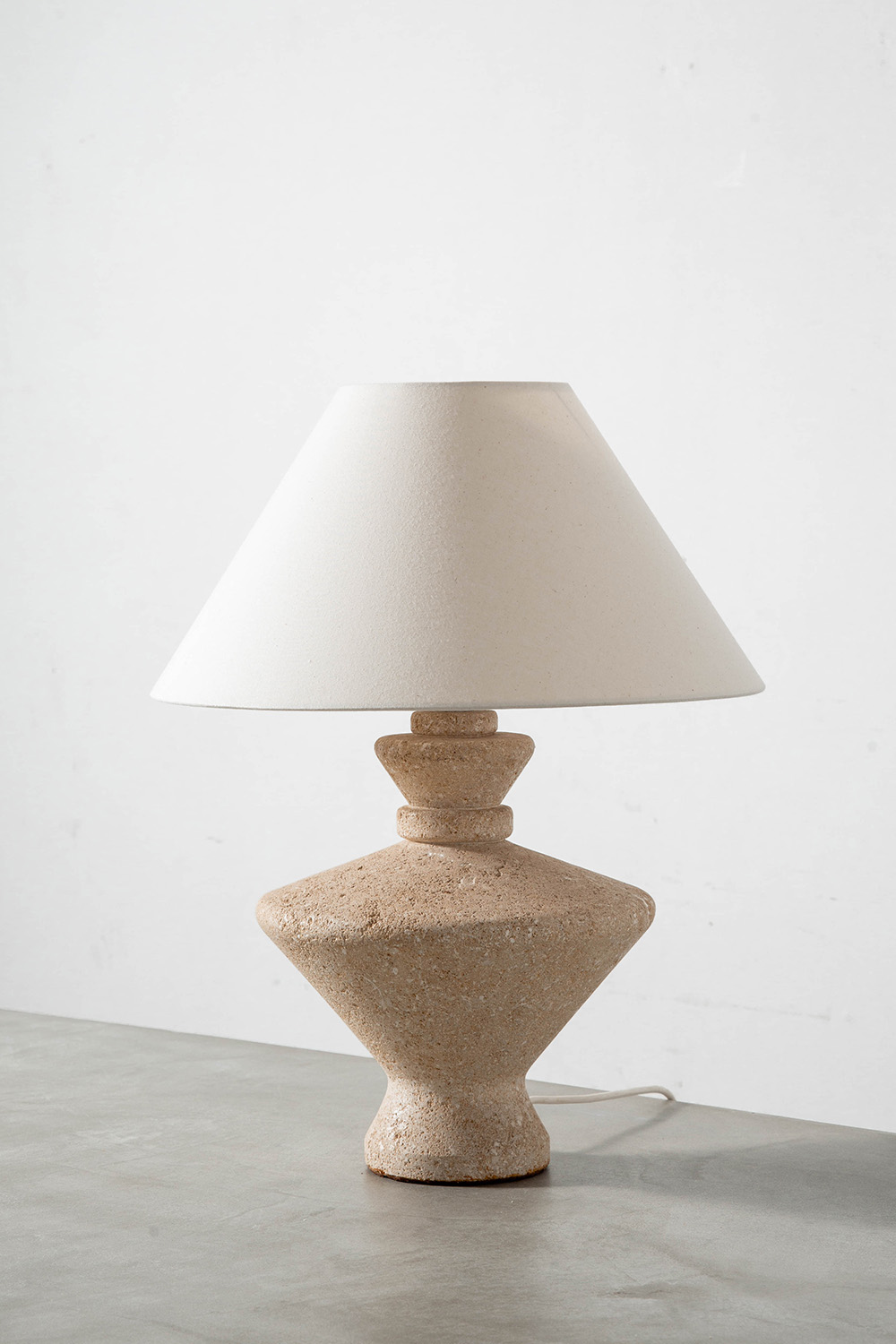 Table Lamp in Travertine and Fabric