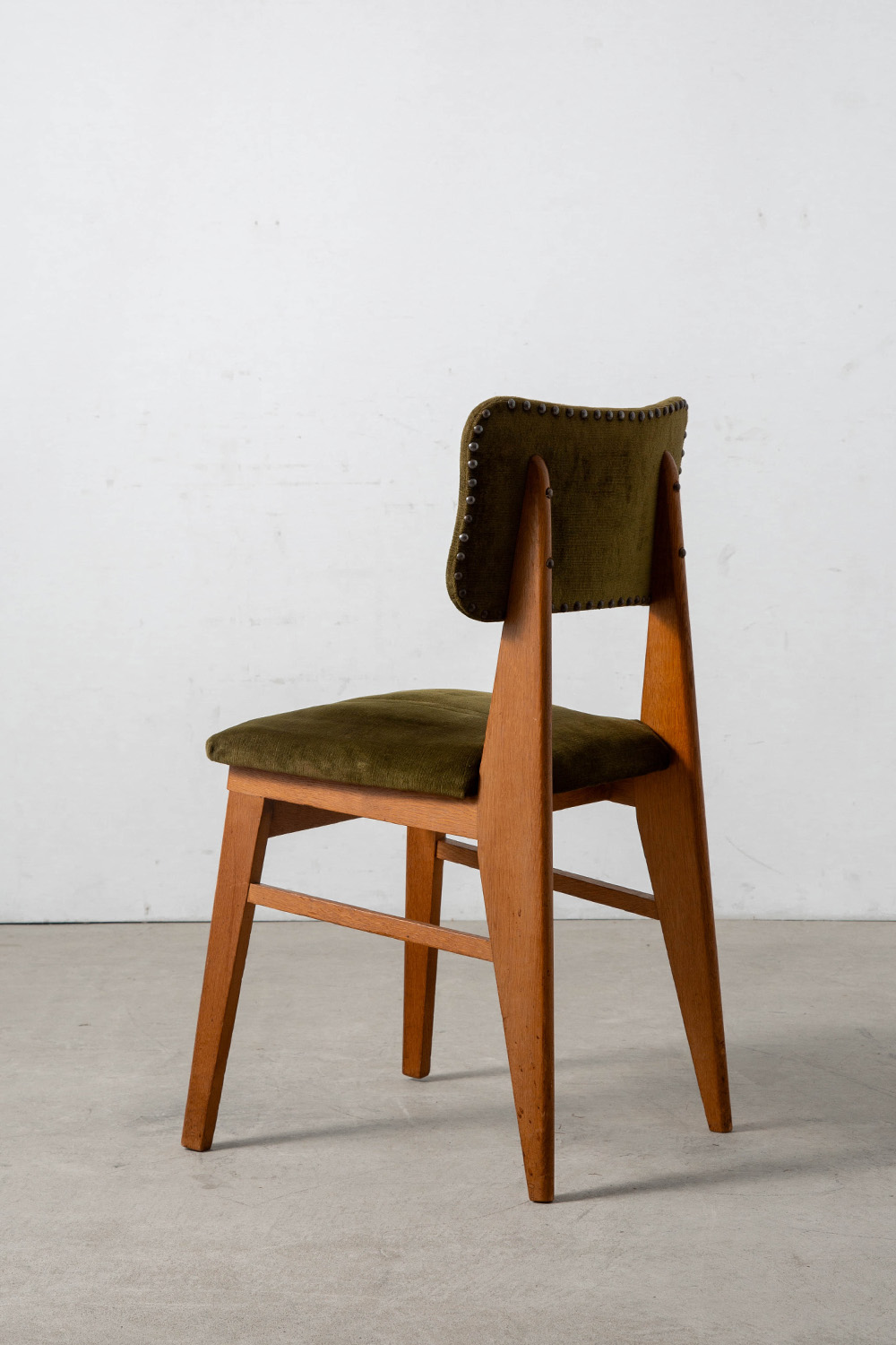 Dining Chair attribute to Jean Prouvé for Vauconsant in Fabric and Wood