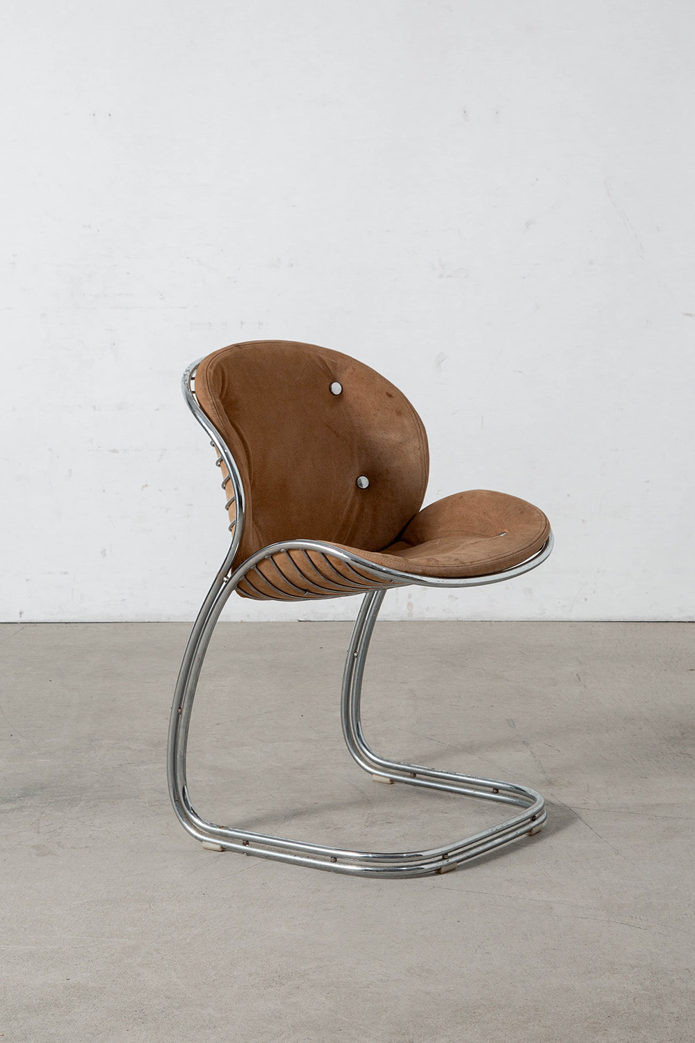 Sabrina Chair by Gastone Rinaldi for RIMA in Chrome and Suede