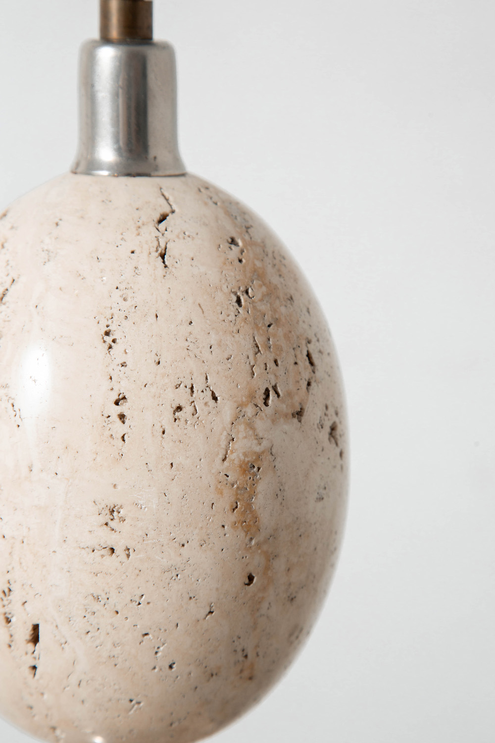 Table Lamp by Philippe Barbier for Maison Barbier in Travertine and Steel