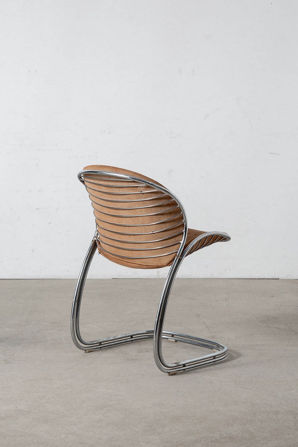 Sabrina Chair by Gastone Rinaldi for RIMA in Chrome and Suede
