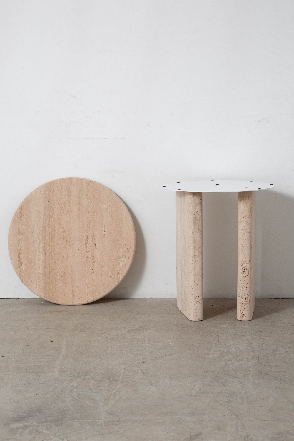 Treviso Side Table by Carlos Guijarro for Kendo in Travertine