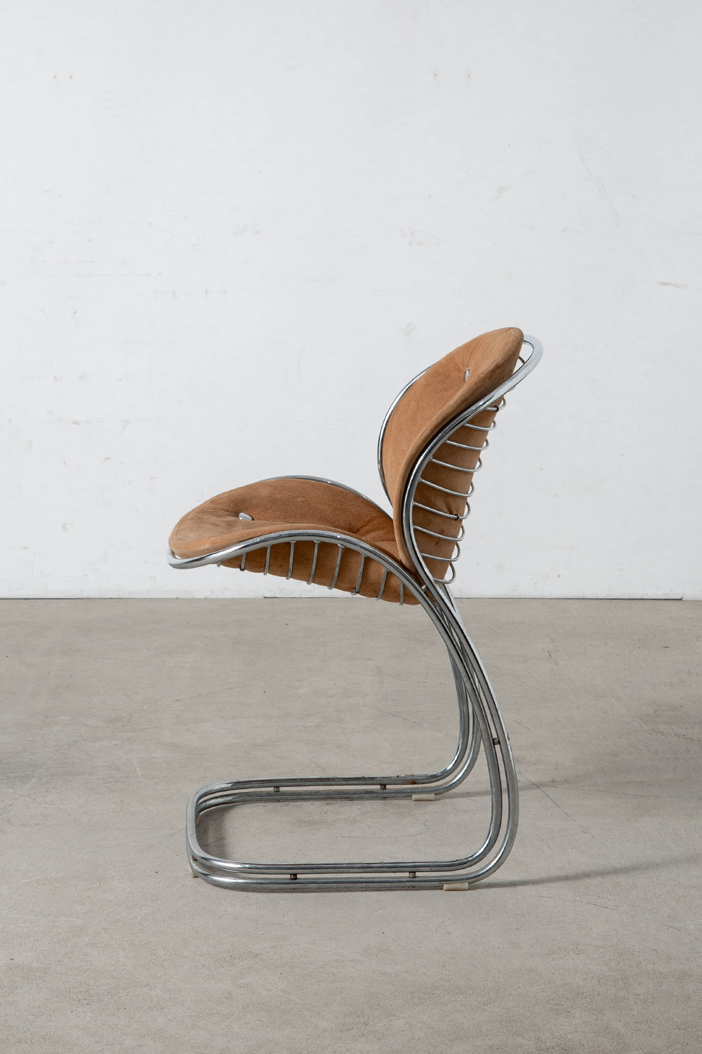 Sabrina Chair by Gastone Rinaldi for RIMA in Chrome and Suede