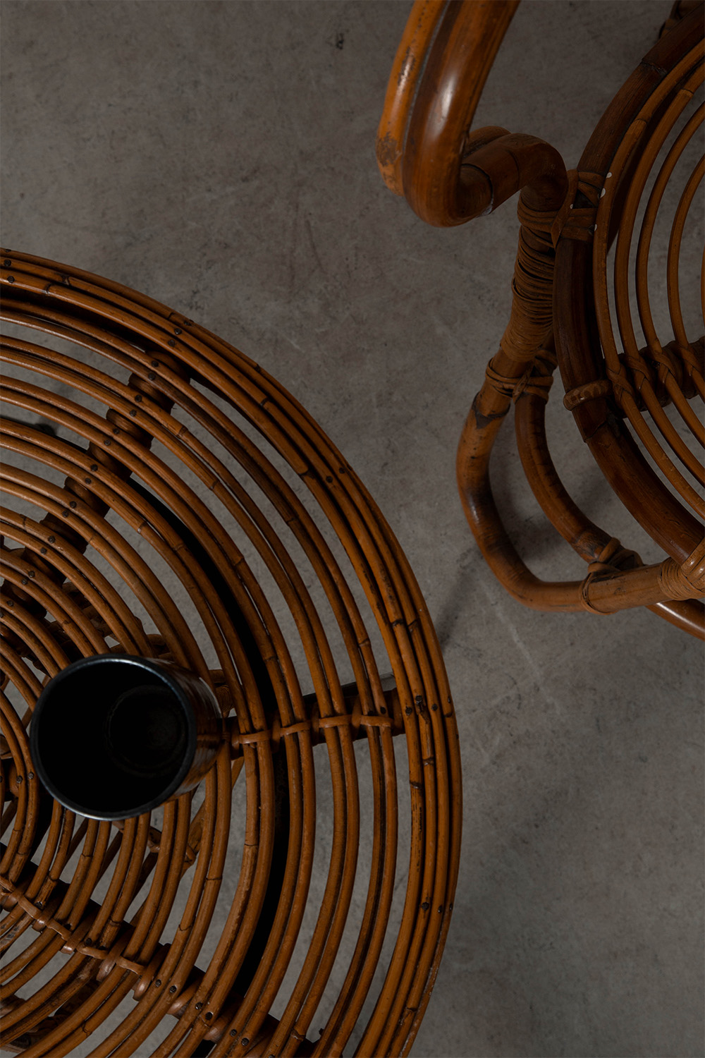 Coffee Table in Rattan and Steel