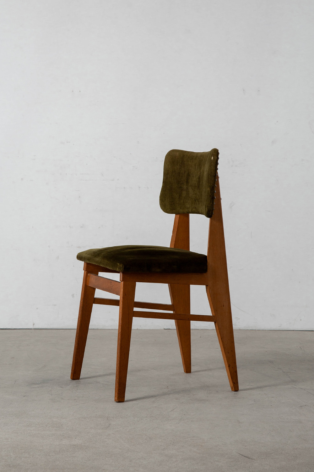 Dining Chair attribute to Jean Prouvé for Vauconsant in Fabric and Wood