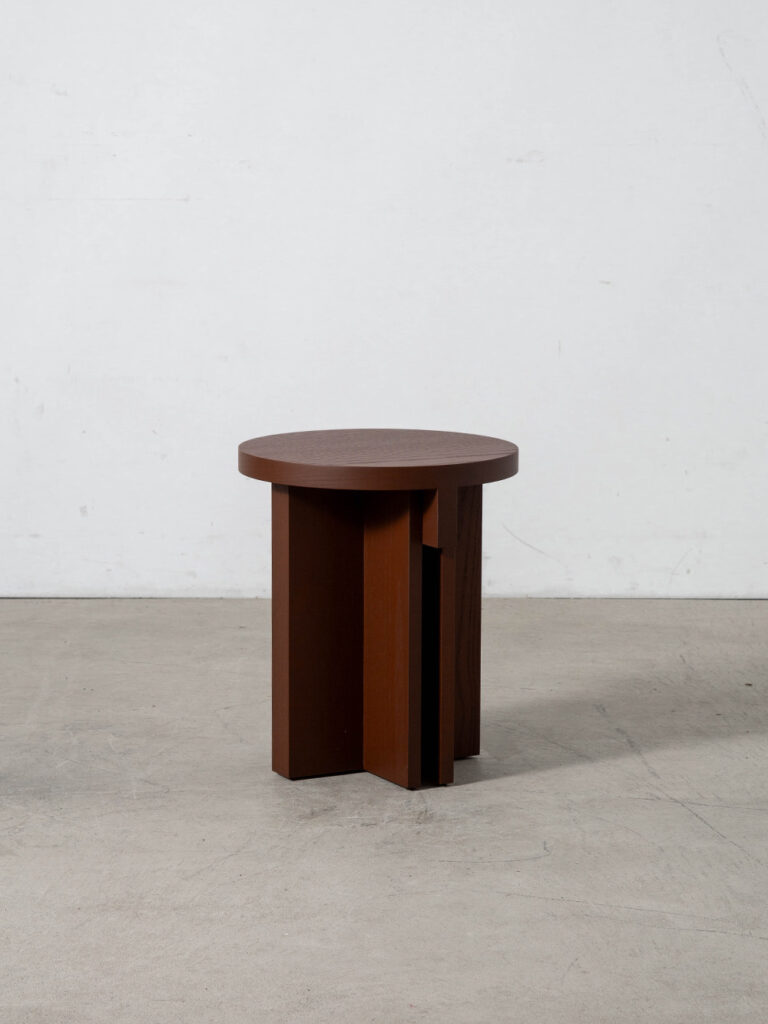 Rak Round Stool by Francesc Rifé for Kendo in Burgundy Ash