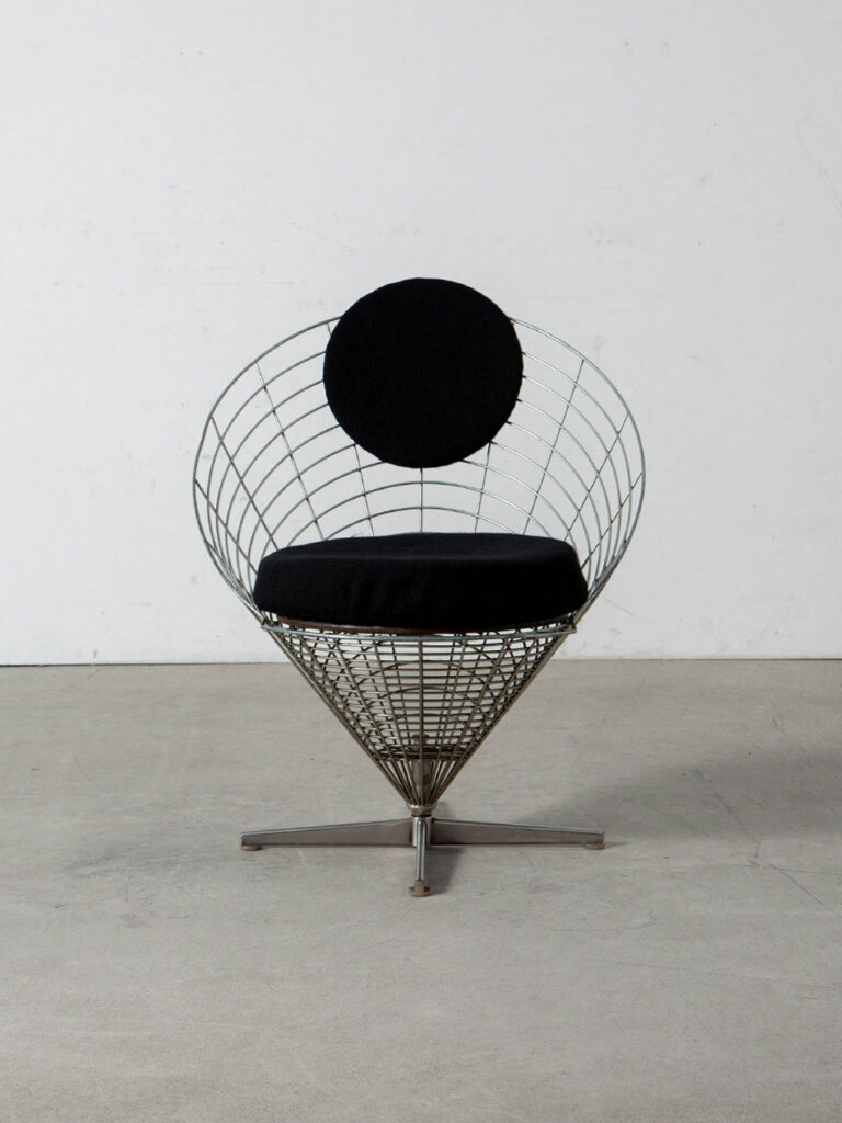 Wire Cone Chair by Verner Panton for Plus-Linje in Steel and Fabric