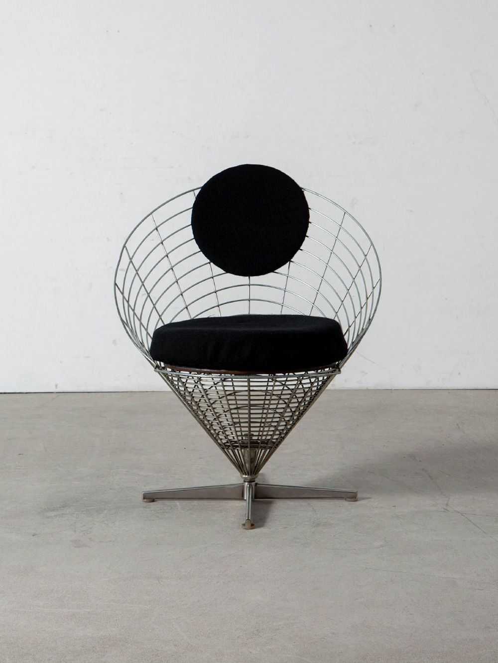 Wire Cone Chair by Verner Panton for Plus-Linje in Steel and Fabric