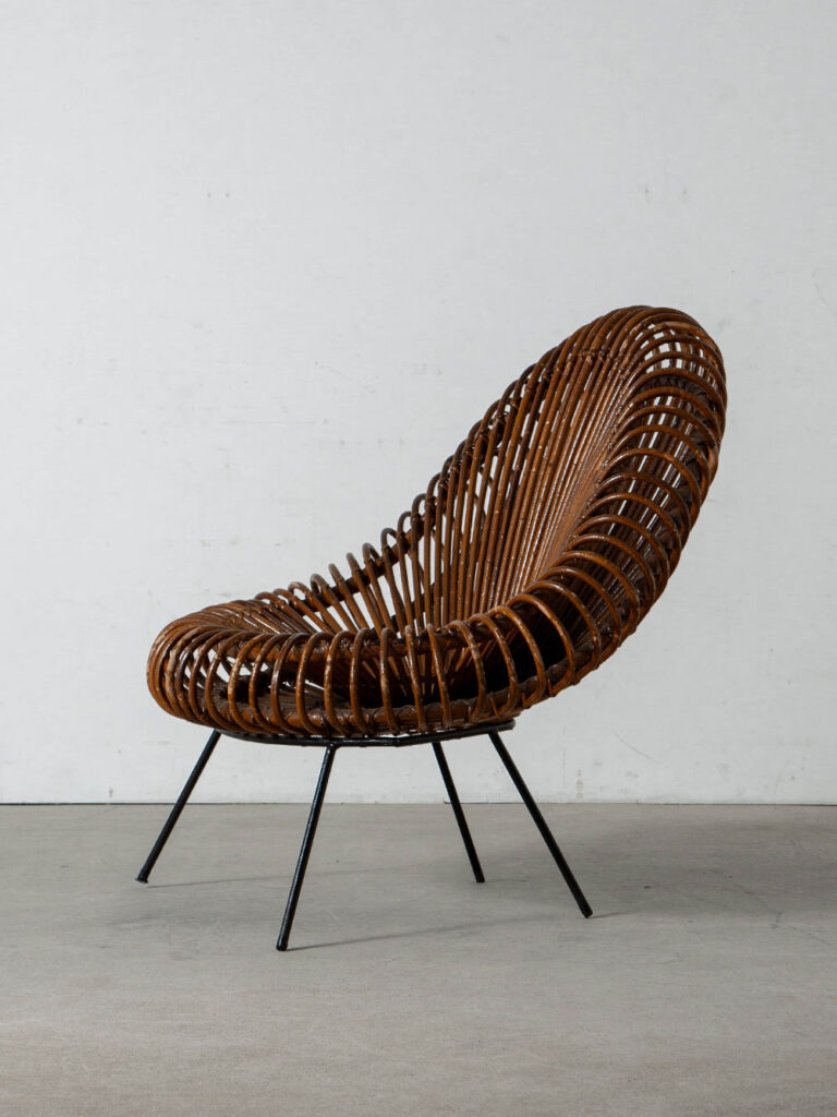 Lounge Chair by Janine Abraham & Dirk Jan Rol in Rattan and Steel