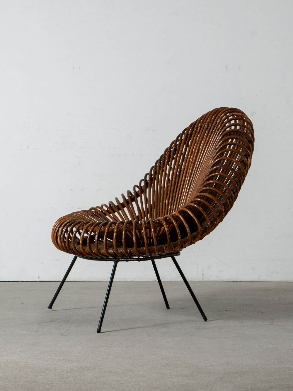 Lounge Chair by Janine Abraham & Dirk Jan Rol in Rattan and Steel