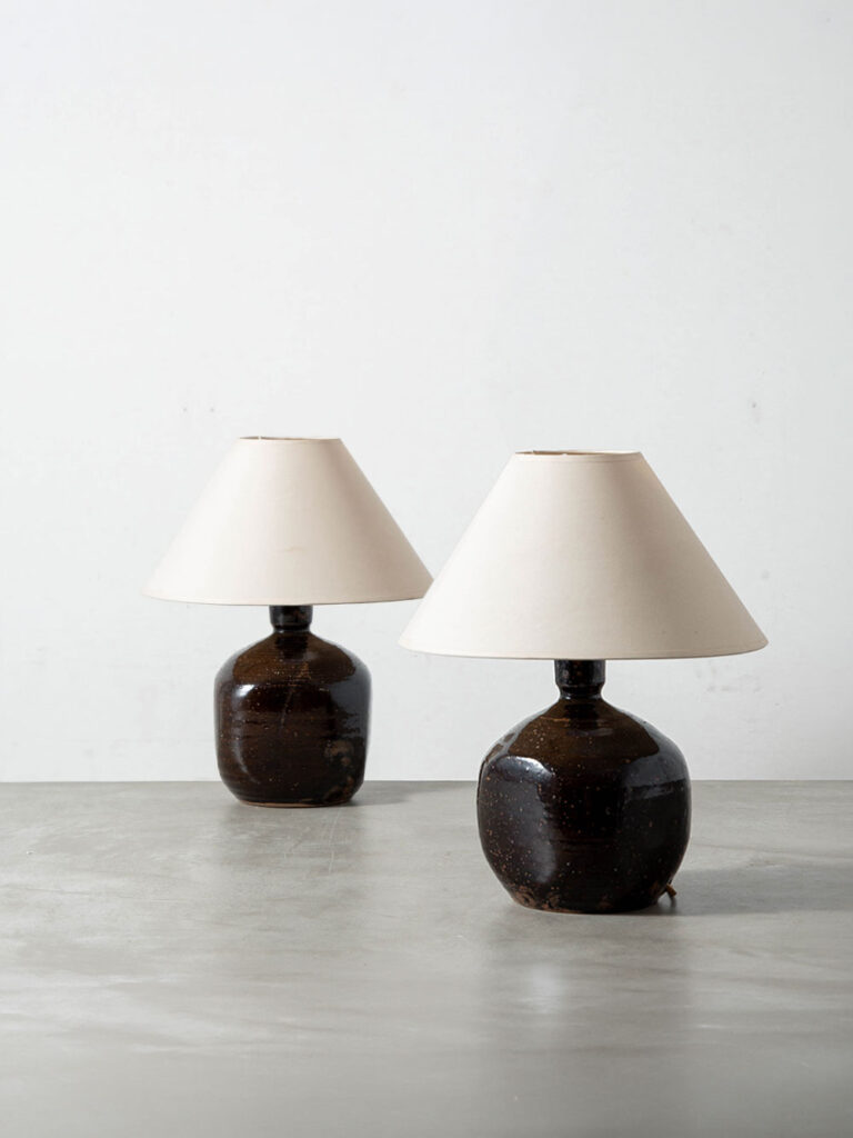 Table Lamp by Jean Marais in Fabric and Ceramic