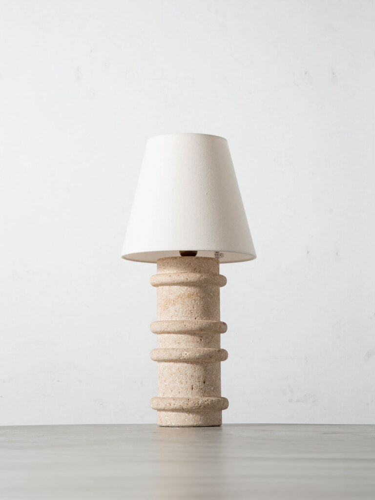 Table Lamp in Travertine and Fabric