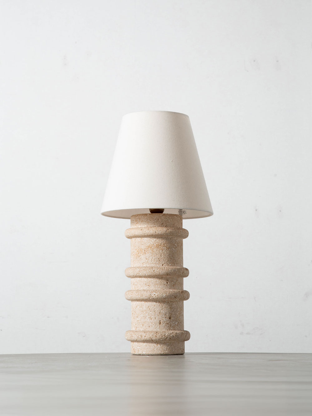 Table Lamp in Travertine and Fabric