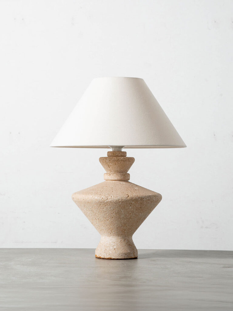 Table Lamp in Travertine and Fabric