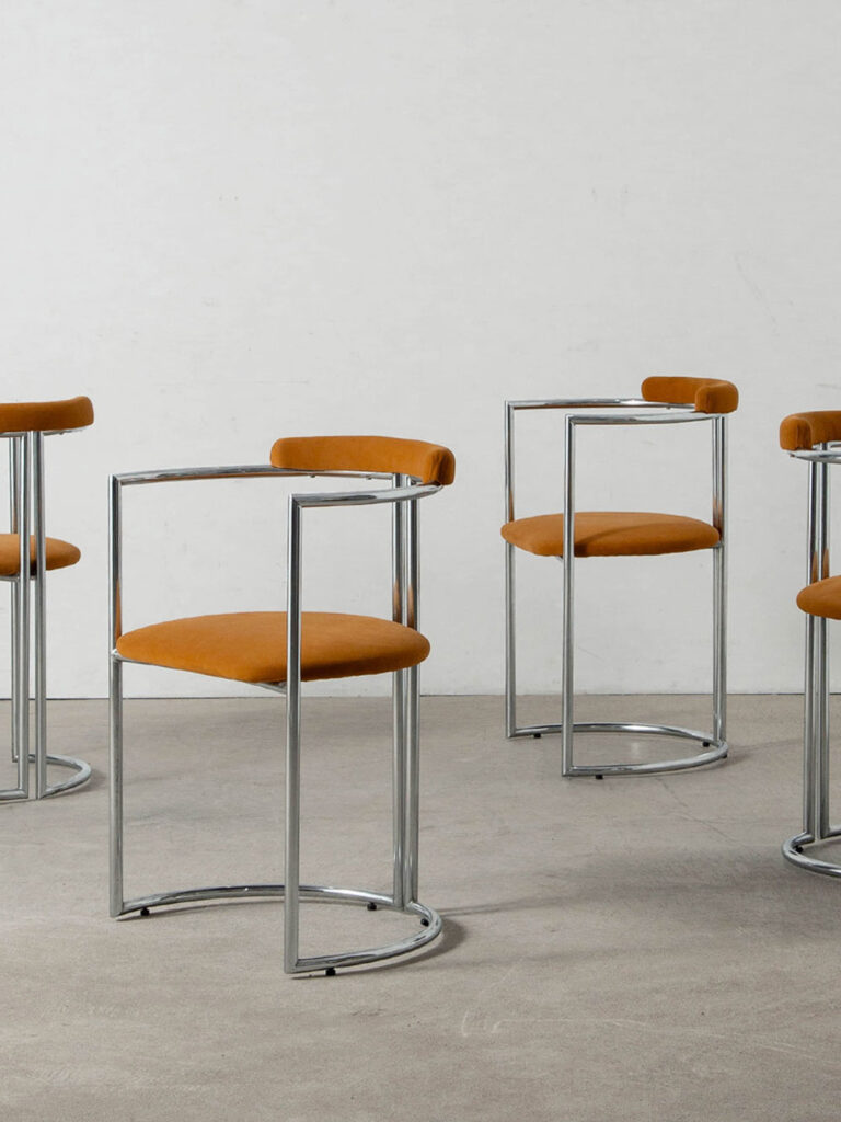 Dining Chair by Arredo Paderno in Chrome and Fabric