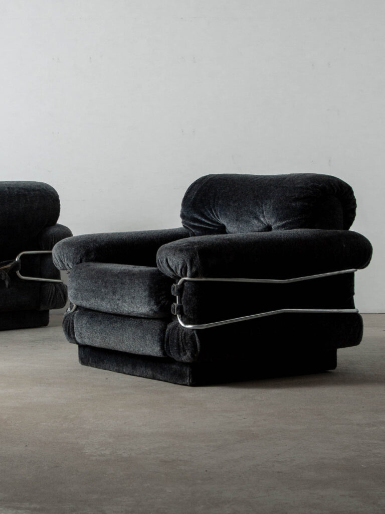Lounge Chair in Fabric and Chrome