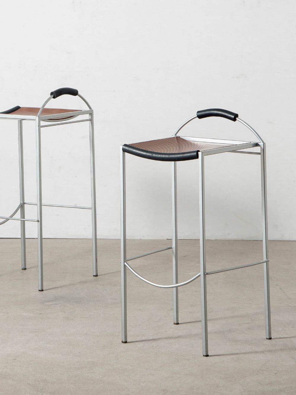 Sgabello Alto High Stool by Maurizio Peregalli for Zeus in Steel , Wood and Rubber