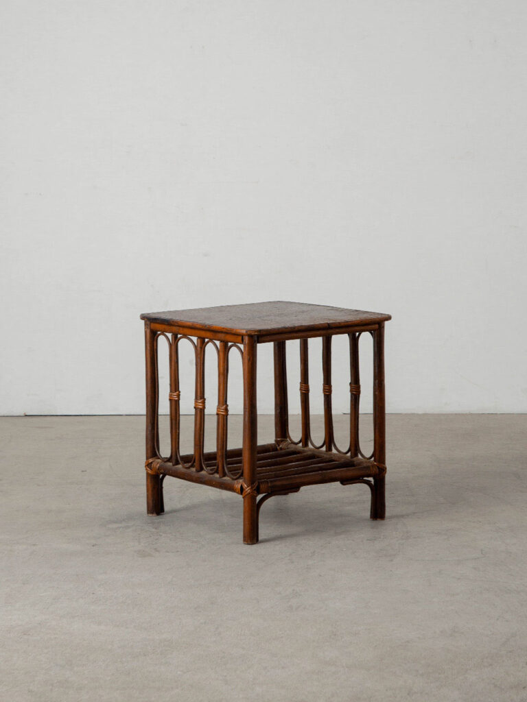 Side Table in Wood and Rattan