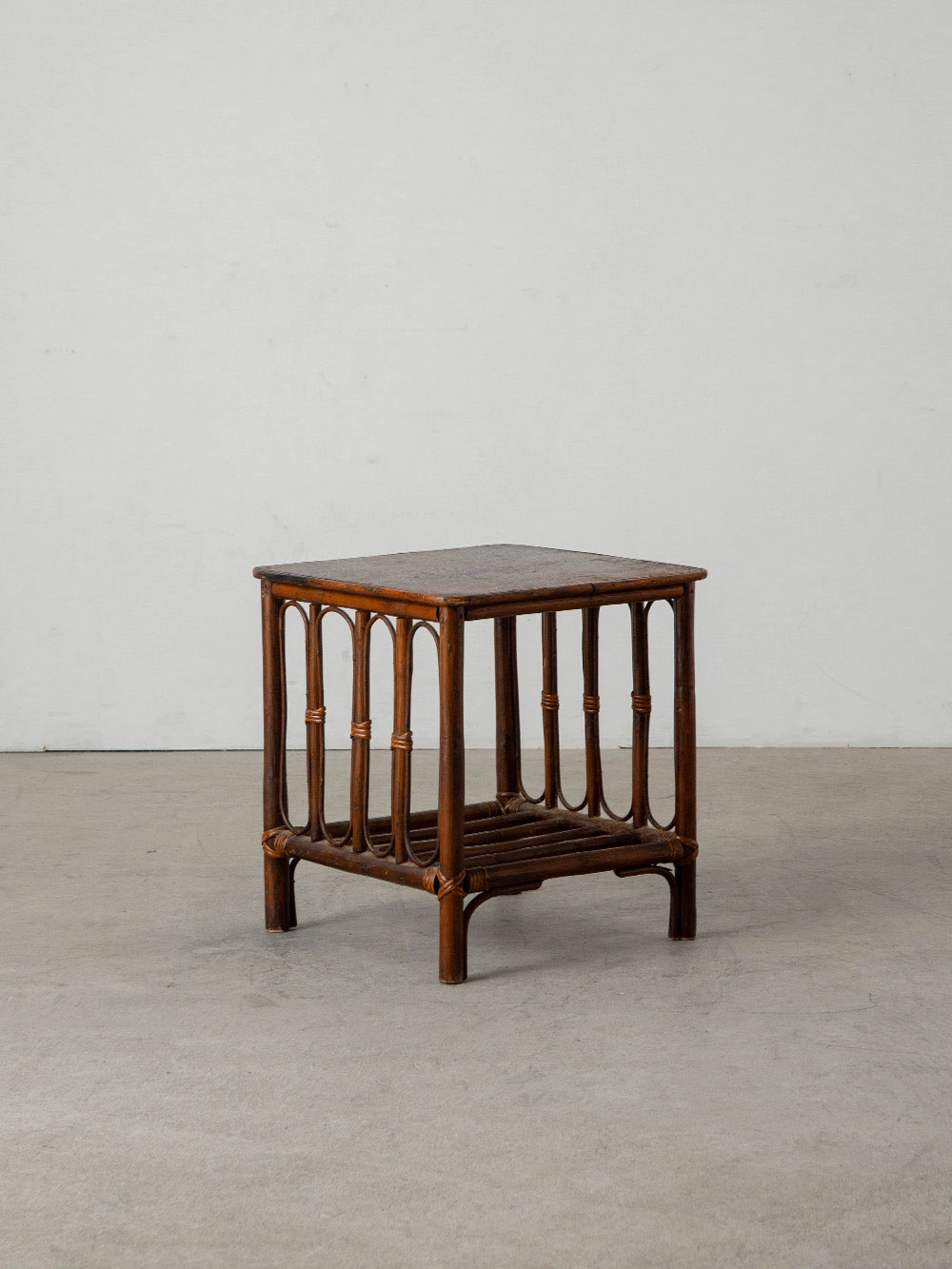 Side Table in Wood and Rattan