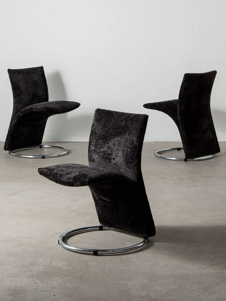 Calla Chair by Pompeo Fumagalli in Chrome and Fabric