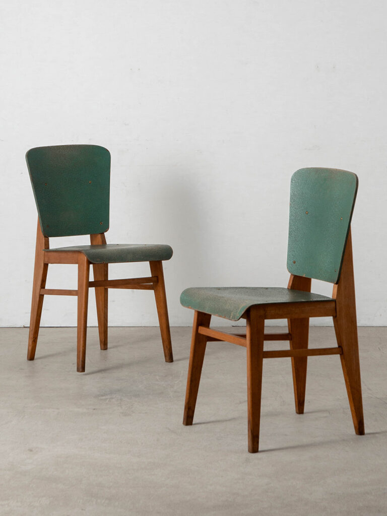 Jean Prouvé Style Dining Chair for Vauconsant in Wood