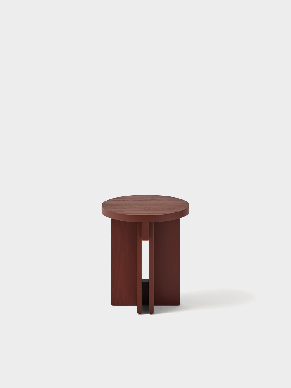 Rak Round Stool by Francesc Rifé for Kendo in Natural Ash&nbsp;Burgundy 
