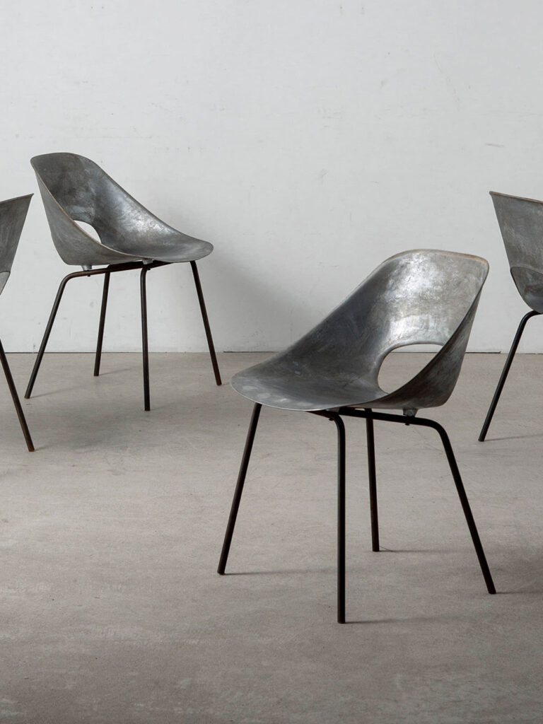 Tulip Chair by Pierre Guariche for Steiner in Aluminium and Steel