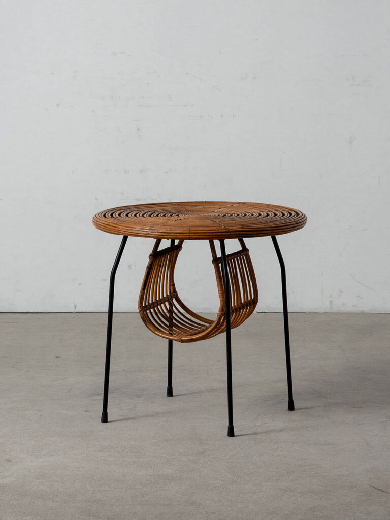 Coffee Table in Rattan and Steel