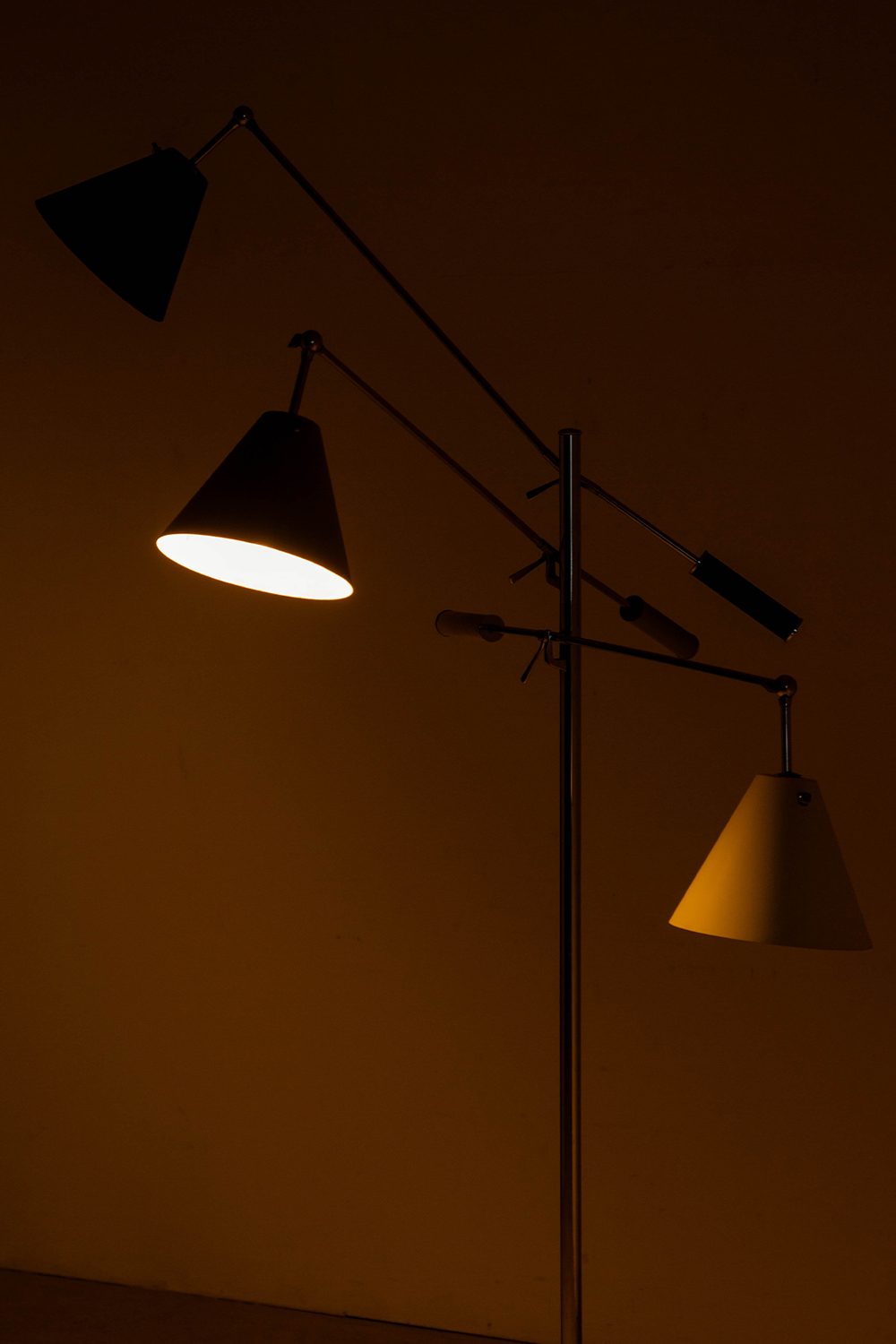 Triennale Floor Lamp by Angelo Lelii for Arredoluce in Chrome and Aluminum