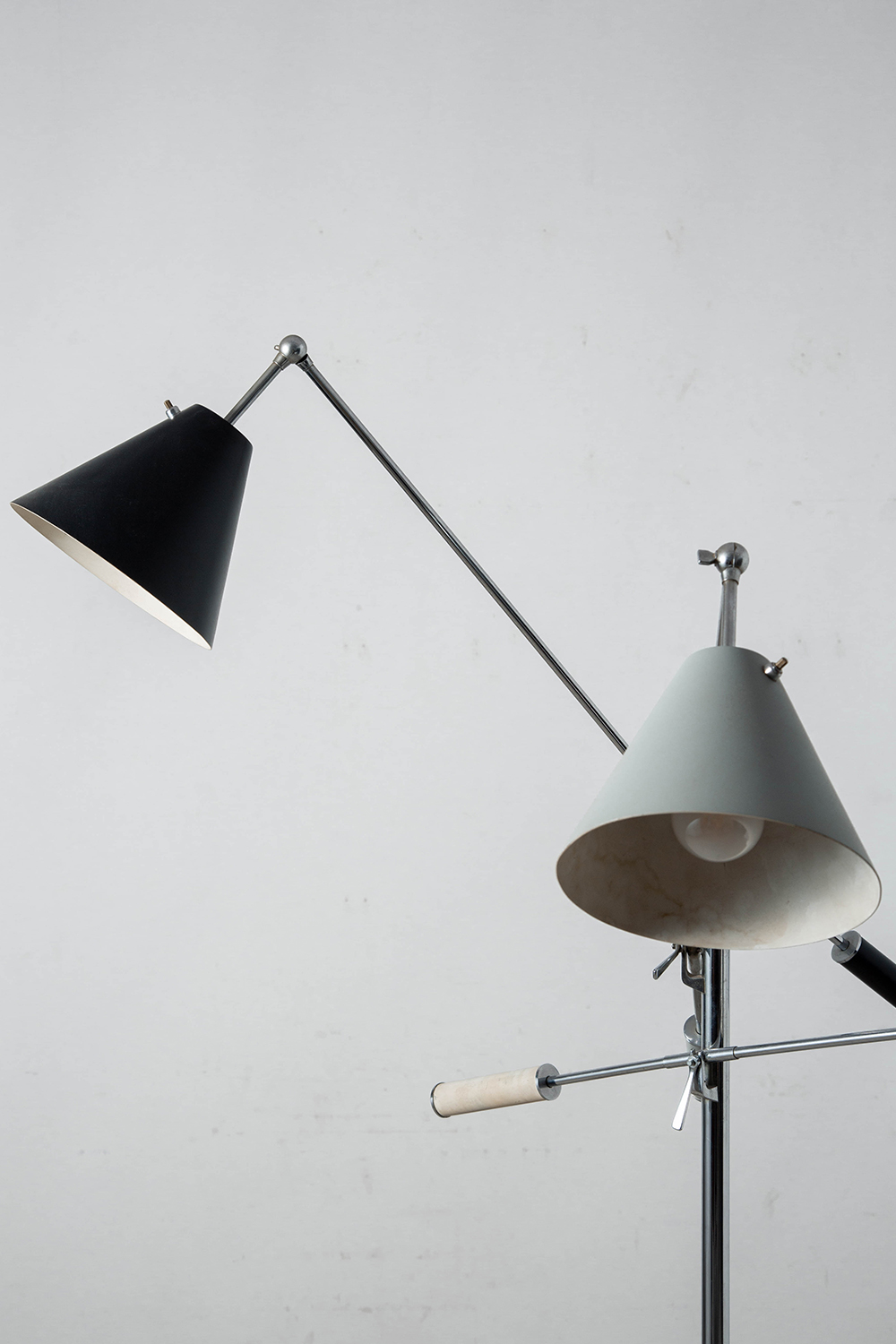 Triennale Floor Lamp by Angelo Lelii for Arredoluce in Chrome and Aluminum