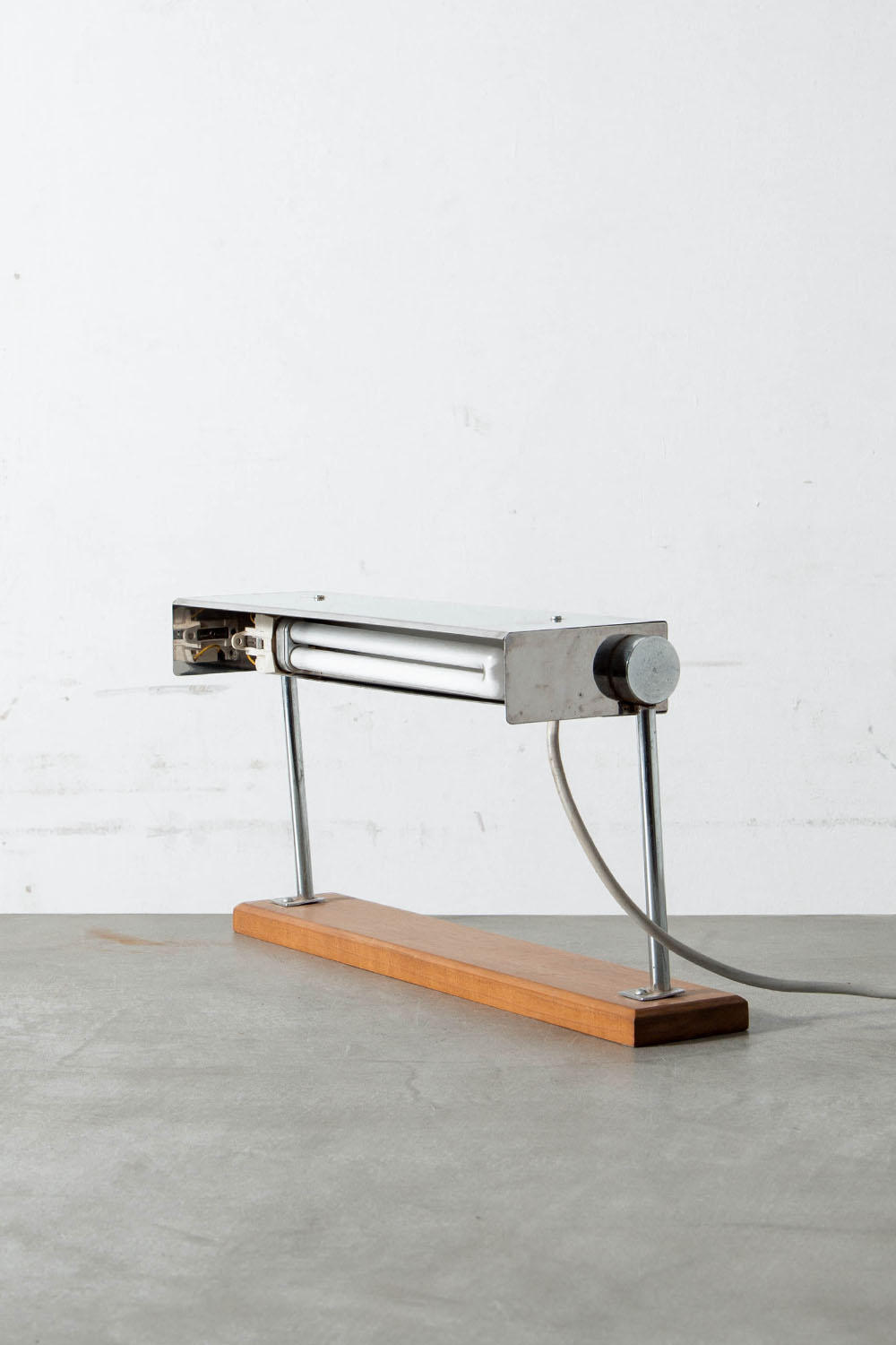Table Lamp in Wood and Chrome