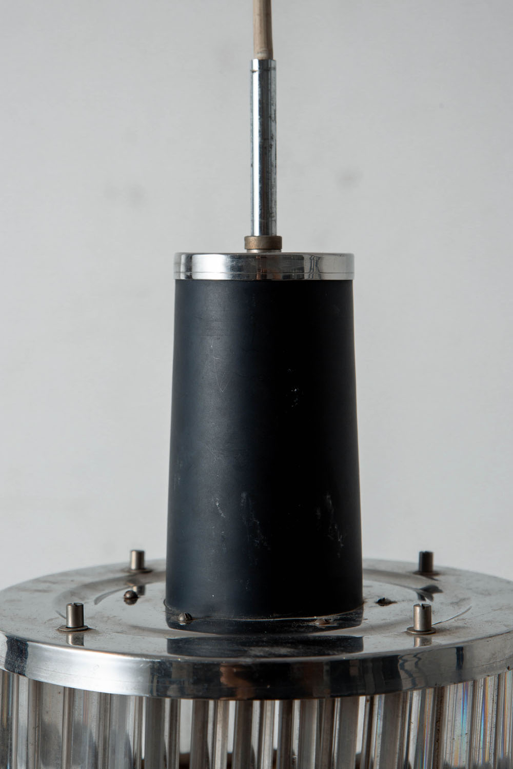 Pendant Lamp in Steel and Glass